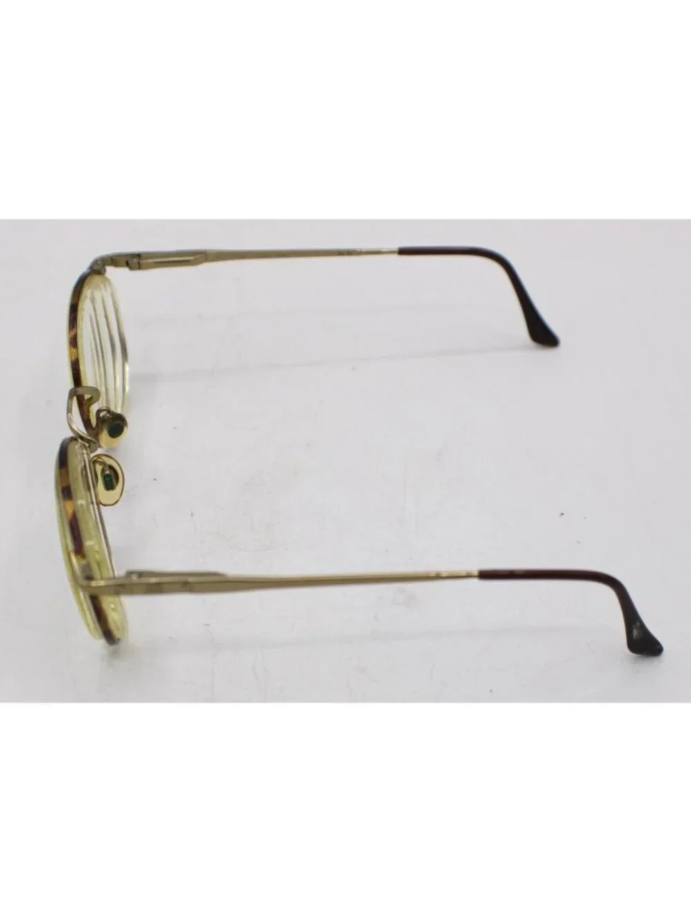 Brooks Brothers Gold Tortoise Shell Round Eyeglass Frames Leather Case 49-19-135